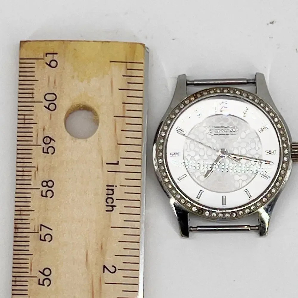 Coach Women’s Watch Silver Tone Crystal Bezel Signature C Dial